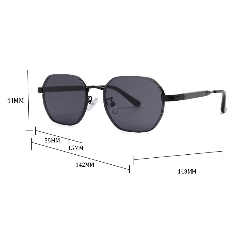 New P Home Polygonal Metal Sunglasses 30092Fashionable Trendy Metal Hexagonal Frame