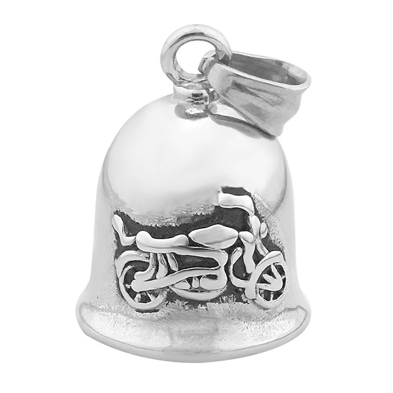European and American Punk Jewelry Titanium Steel Necklace Pendant Retro Motorcycle Stainless Steel Motorcycle Bell Pendant Wholesale