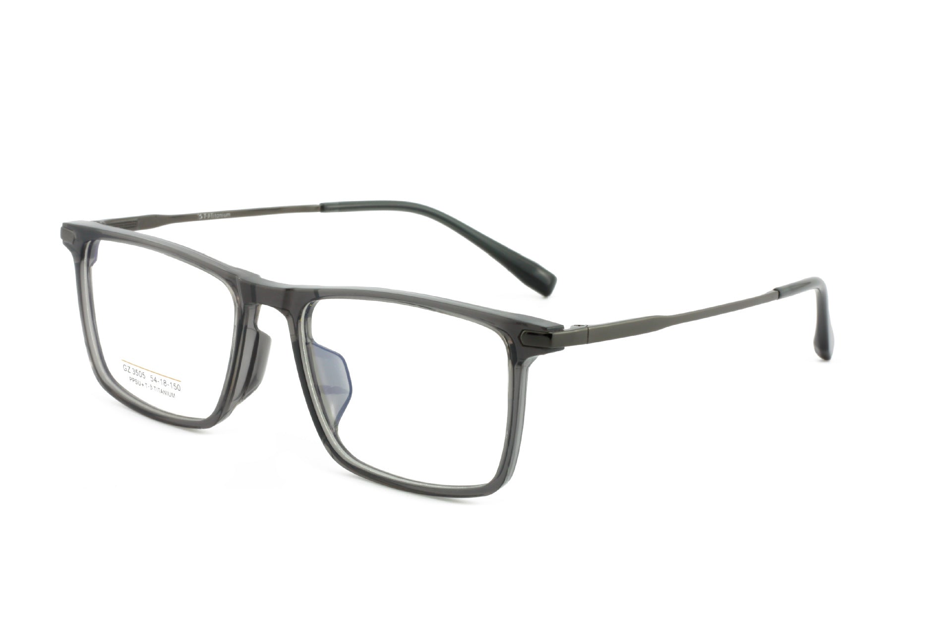 PPSU Half Titanium Eyeglass Frame Square Men's Half Titanium Frame Business Fashion Casual Frame Large Frame Simple