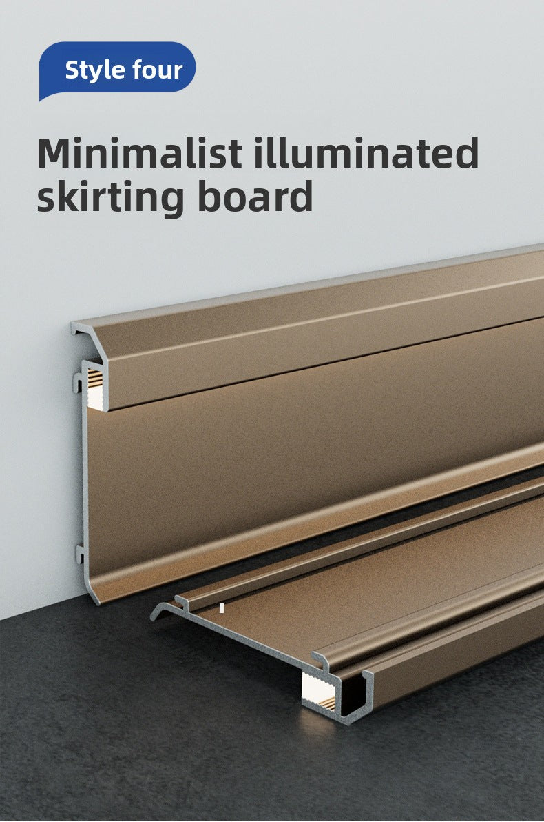 Aluminum alloy luminous baseboard, embedded luminous baseboard LED Aluminum alloy skirting board with light strip