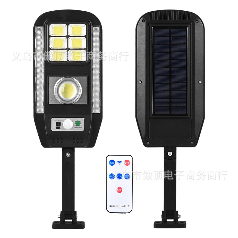 New outdoor solar light with colorful warning street light COB Garden Light with Human Body Sensor with Remote Control
