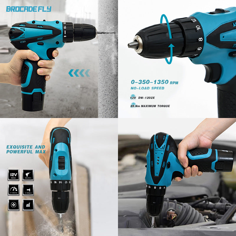Electric hand drill12V Electric Screwdriver Lithium Battery Driver Pistol Drill Wholesale Power Tools