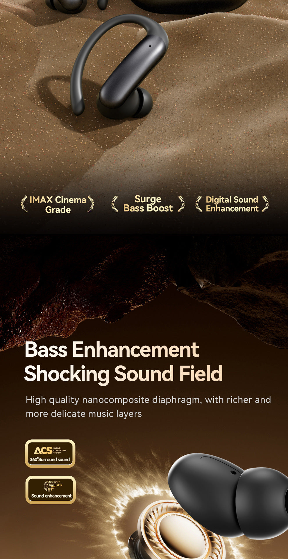 New M145Long Battery Life Ear-Hook and In-Ear Headphones Private Model Low Latency Wireless Bluetooth Earphones