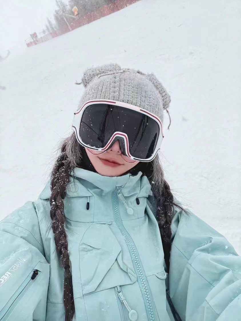 Fashion Large Frame Integrated Sunglasses for Women Trendy Sports Outdoor Cycling Windproof Coldproof Anti-fog Ski Goggles for Men