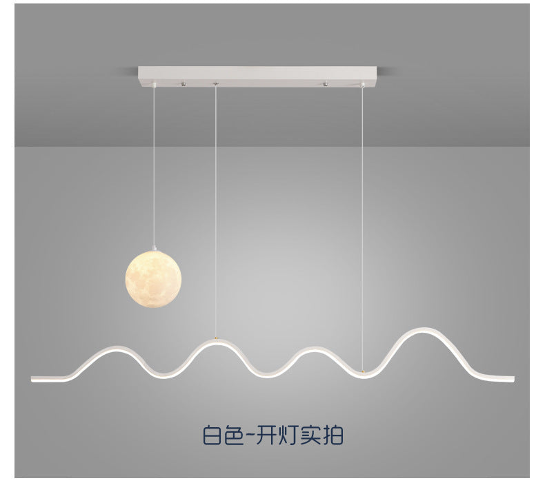 Restaurant Chandelier Light Luxury Dining Room Dining Table Bar Modern Minimalist Moon Lamp Minimalist Long Strip Guangdong Zhongshan Factory