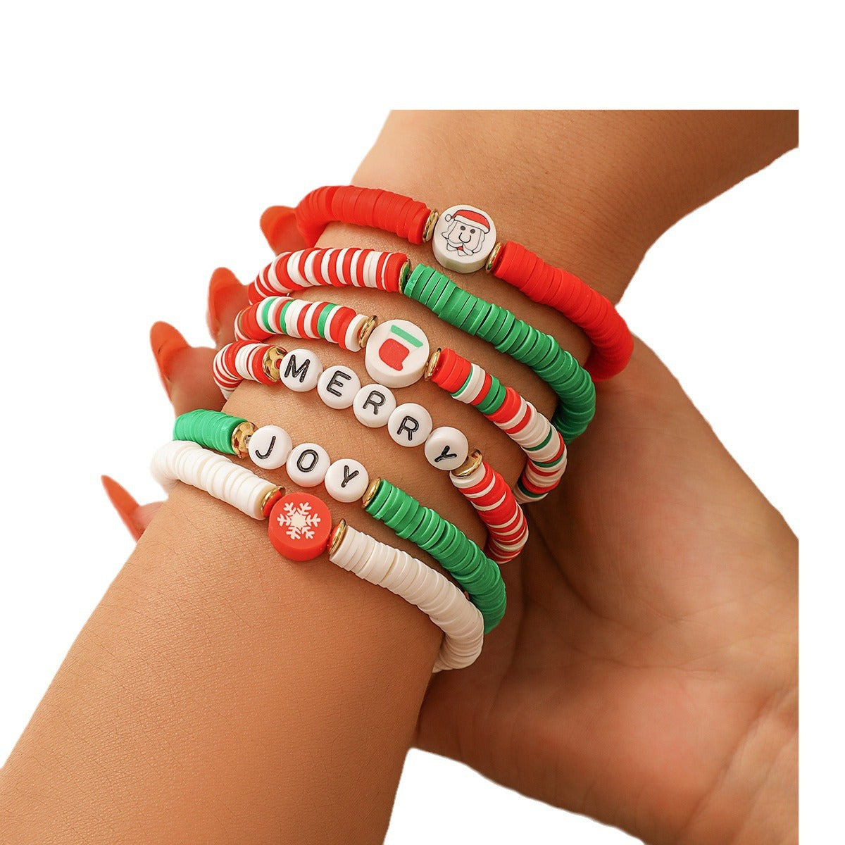 Women's Holiday Gift Bracelet Santa Claus Set Snowman Soft Clay Ornaments European and American Christmas Bracelet