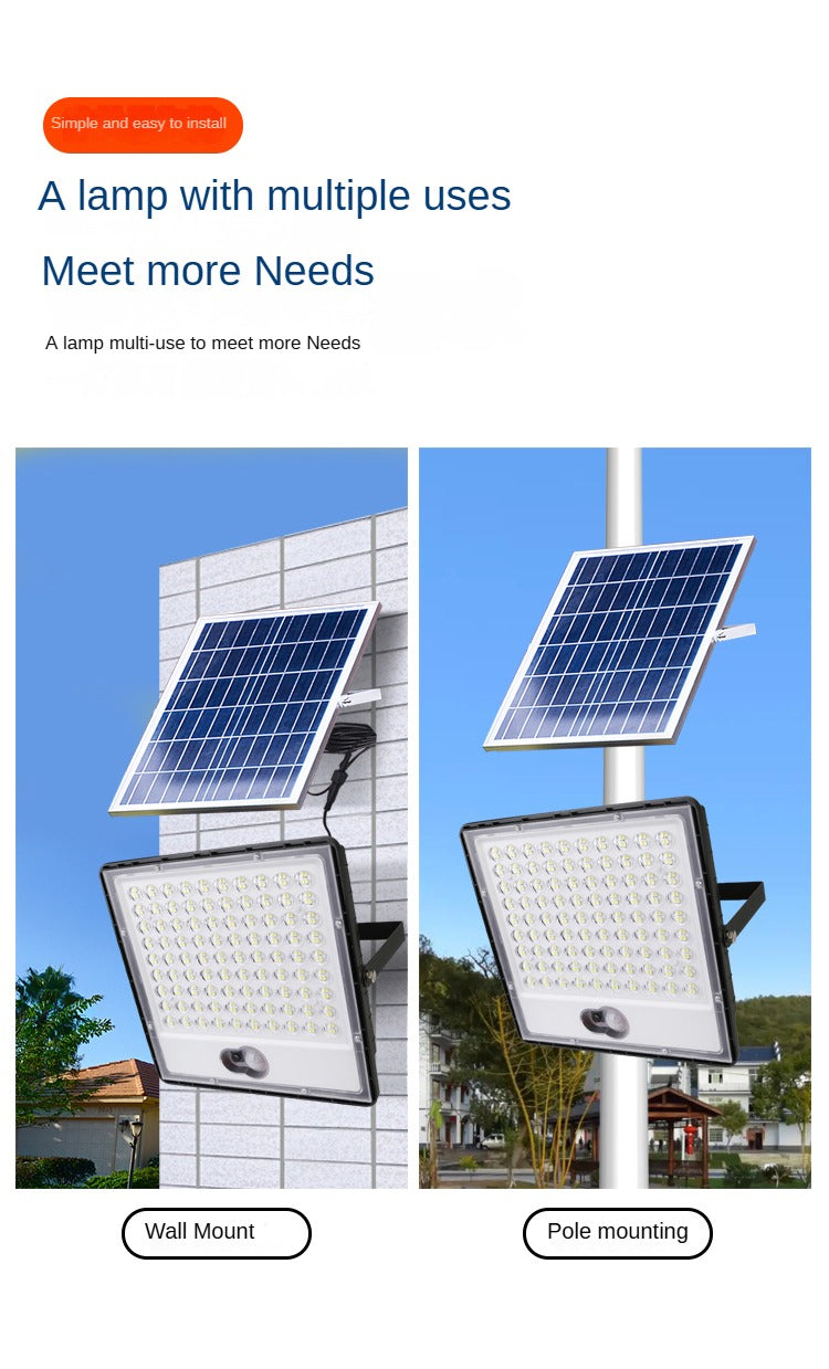 Hot-Selling Solar Outdoor Light with Human Body Induction, ABS Waterproof Lighting for Courtyard and Community Solar Flood Light