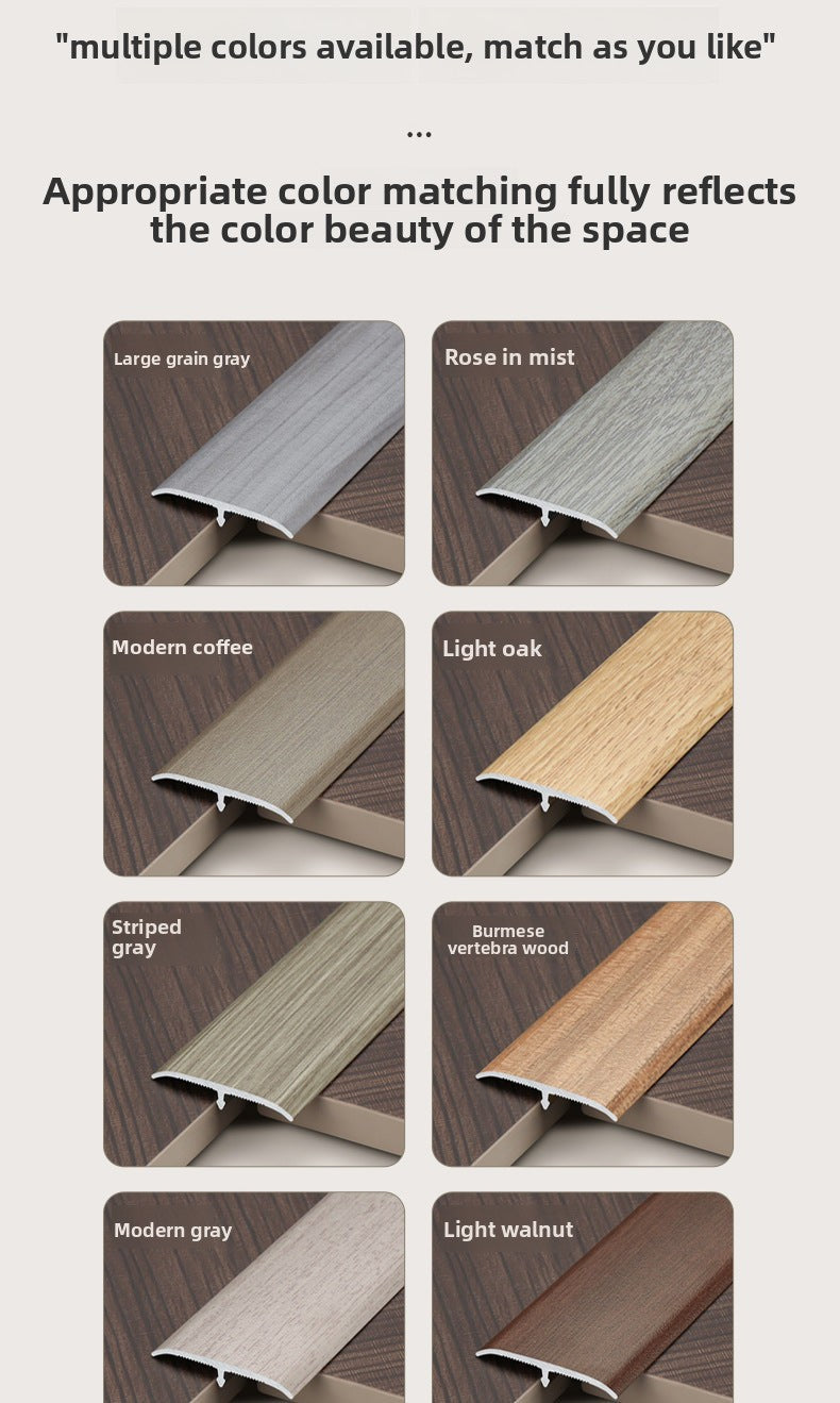 Aluminum alloy wood grain flooring trim edge strip t Door threshold edge trim strip, door seam trim strip, aluminum buckle strip