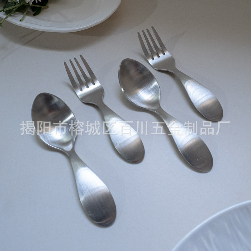 1-5Recommended for One-Year-Olds: Short Wide-Handle Toddler Spoon for Kindergarten, Milk Powder, Dessert Spoon, and Fork304Stainless Steel Dinner Knife