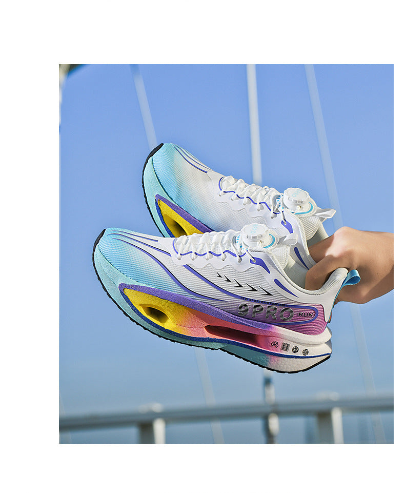 Autumn Winter New Double Mesh Thickened Knob Buckle Parent-Child Sports Shoes Real Explosive Carbon Plate Soft Sole Couple Running Shoes