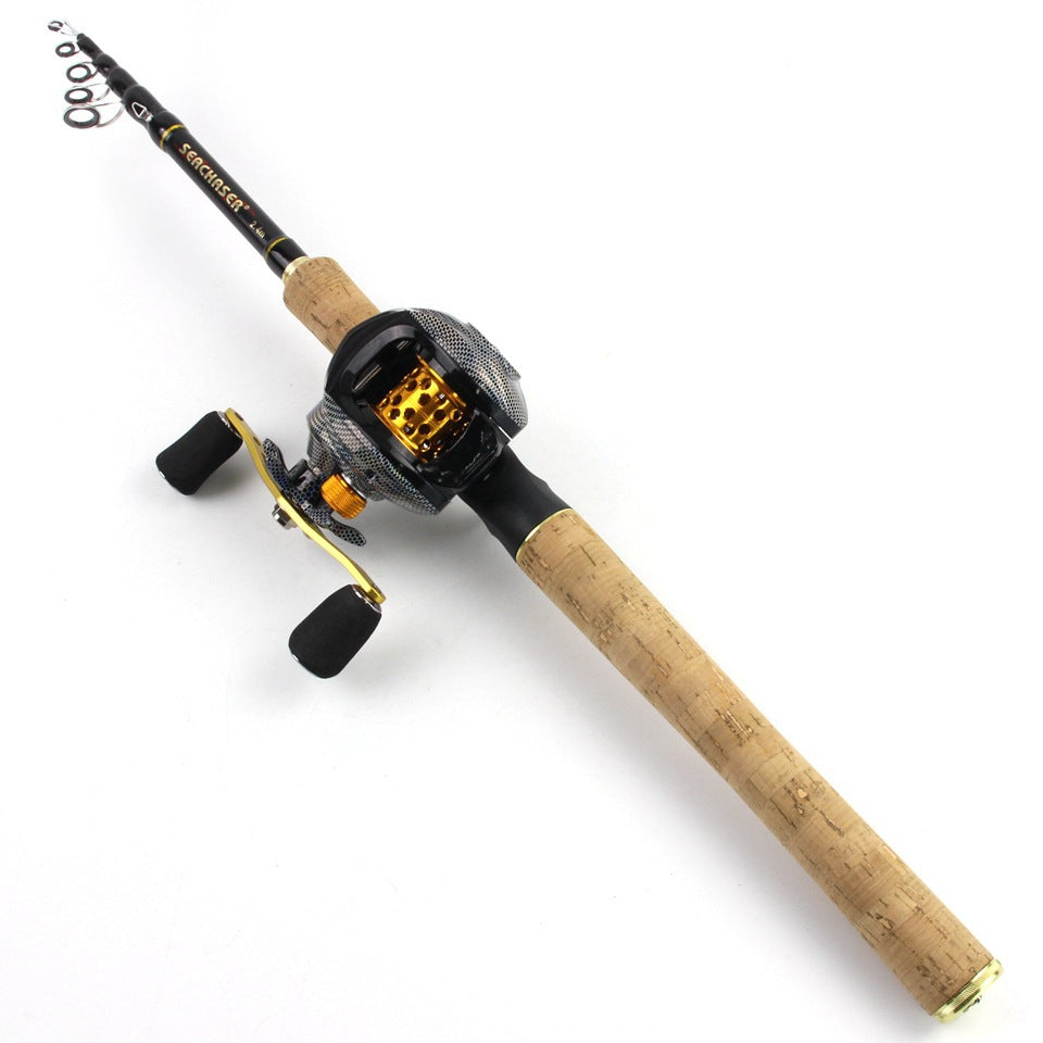 A Fishing Gear Gun Handle Retractable Lure Water Drop Reel Combo Ultra-light Ultra-short Fishing Rod Wooden Handle Rod