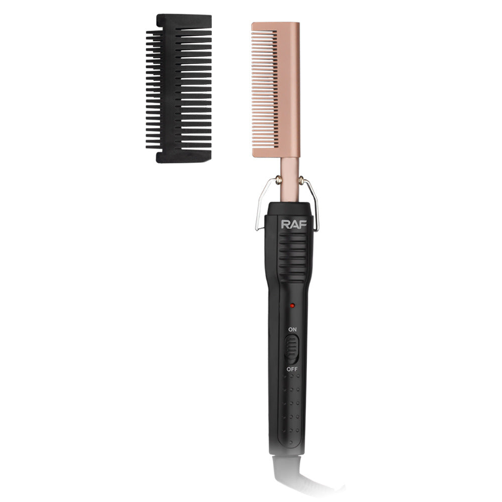 RAF EU Standard Electric Curling Brush Home Curling Iron Dry and Wet Dual-use Copper Comb Multi-functional Curling Straightening Brush