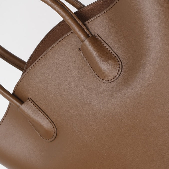 Vintage Large Capacity Commuter Tote Bag Cowhide Bucket Bag Crossbody Shoulder Bag for Women