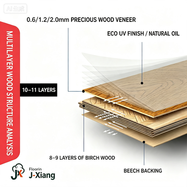 SK 1202 Full Birch Multi-layer Fire-Retardant Substrate Solid Wood Oak Veneer 1.2mm Scratch-resistant Engineered Flooring