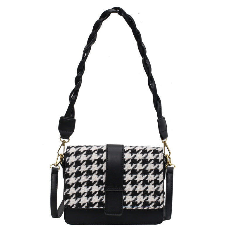 Trolis Houndstooth Bag for Women2024New Trendy Korean Version Niche Versatile Single Shoulder Crossbody Fashion Small Square Bag