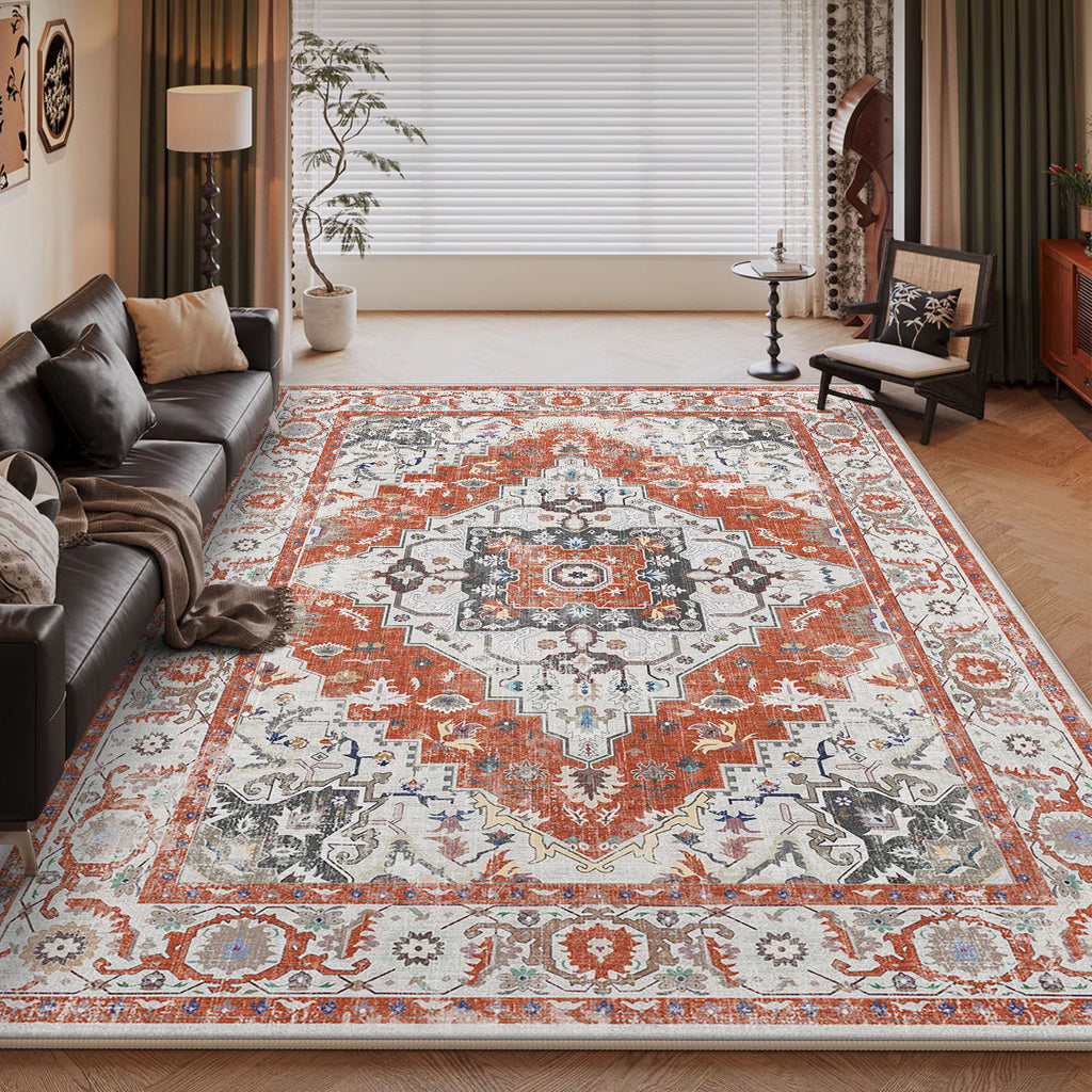 Persian Style Large Area Full Coverage Living Room Carpet, Stain Resistant and Easy to Maintain, Sofa and Coffee Table Decorative Carpet Wholesale