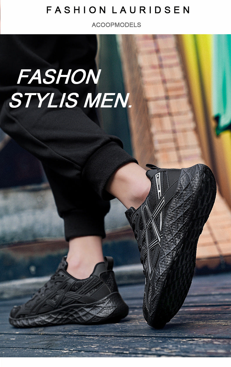 Men's Shoes2025Spring and Summer New Popcorn Soft Bottom Mesh Breathable Sports Shoes Casual Lightweight Shock Absorption Running Shoes