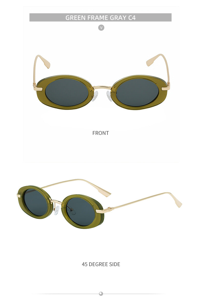 2025New European and American Fashion Oval Small Frame Sunglasses for Women, Trendy Personality Sun Protection Sunglasses Wholesale