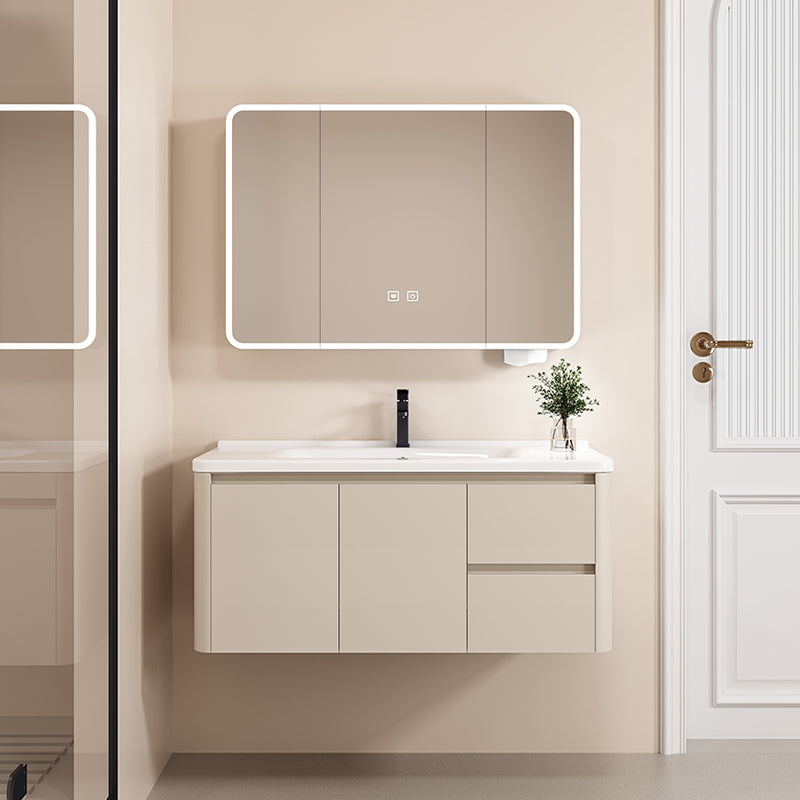 Cream Style Thickened Honeycomb Space Aluminum Bathroom Cabinet Combination Integrated Ceramic Basin Washbasin Manufacturer