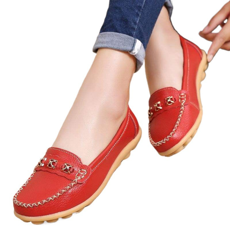 Leap Month Shoes Women's Shoes Soft Sole Casual Women's Leather Shoes Middle-aged and Elderly Mom Shoes Loafers Women's Slip-on Flats