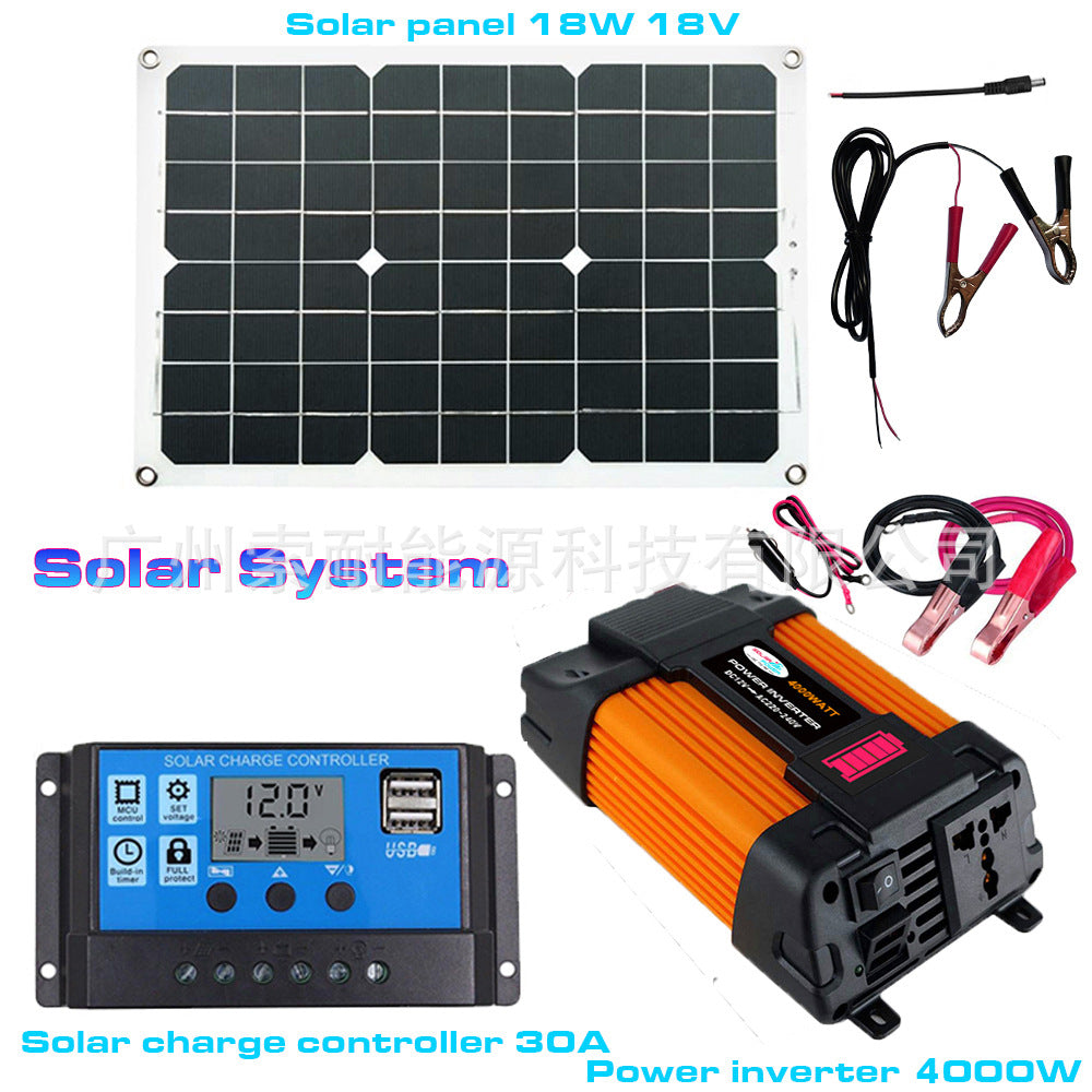Solar Energy Kit System:Compatible with Inverter 30A Controller 18W Solar Panel Solar System