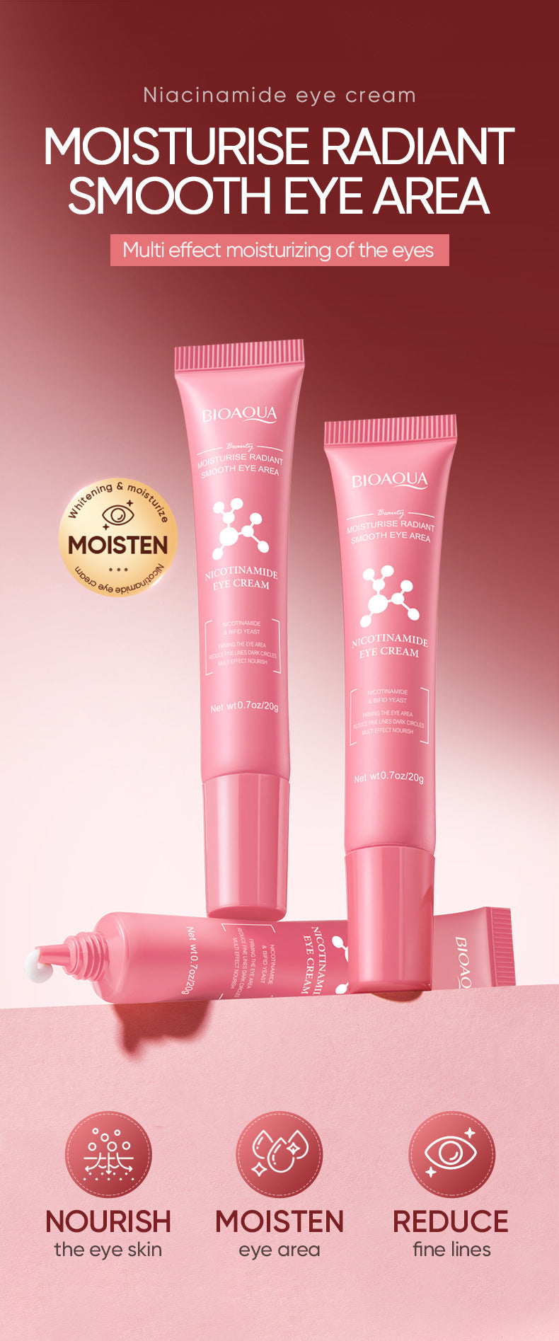 烟酰胺焕肤眼霜 BIOAOUA 保湿眼霜 跨境批发