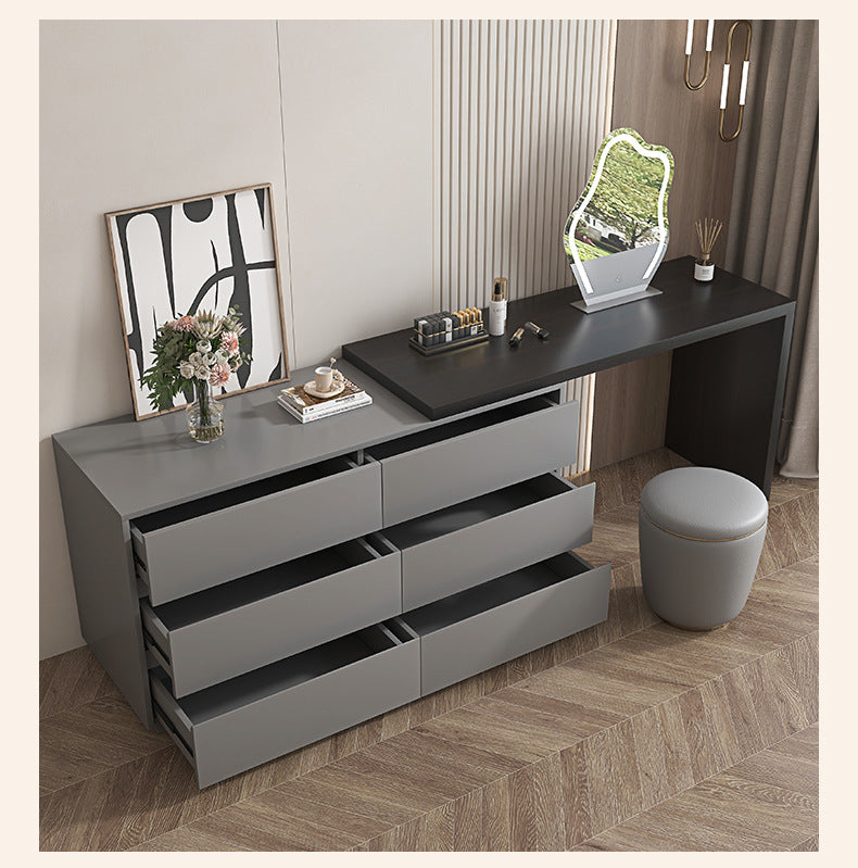 Solid Wood Dressing Table Cream Style Bedroom Modern Simple Makeup Table Chest of Drawers Dressing Table Integrated Cabinet Master Bedroom Bedside Cabinet