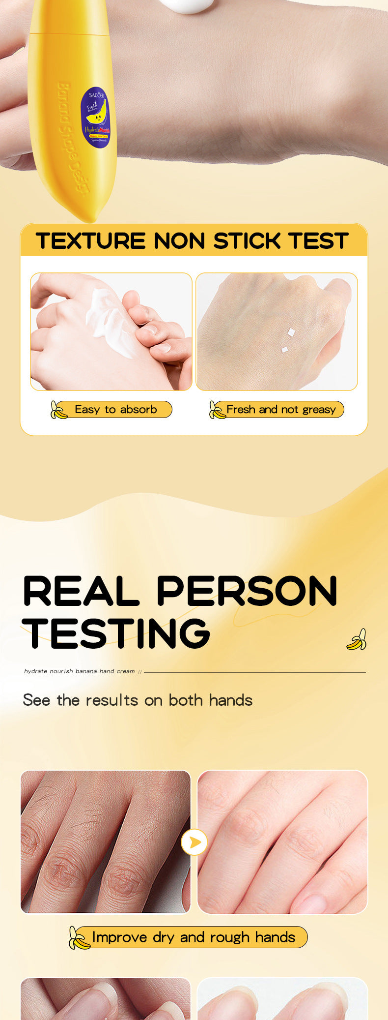 Banana Squalane Hydrating Hand Cream SADOER Autumn and winter nourishing hand cream cross-border foreign trade wholesale