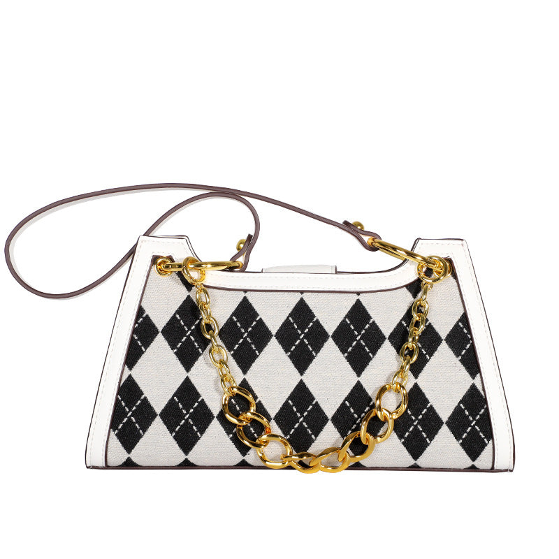 Women's Fashion Trendy New Color-Block Plaid Bag Personality Stylish Crossbody Bag Simple Shoulder Bag