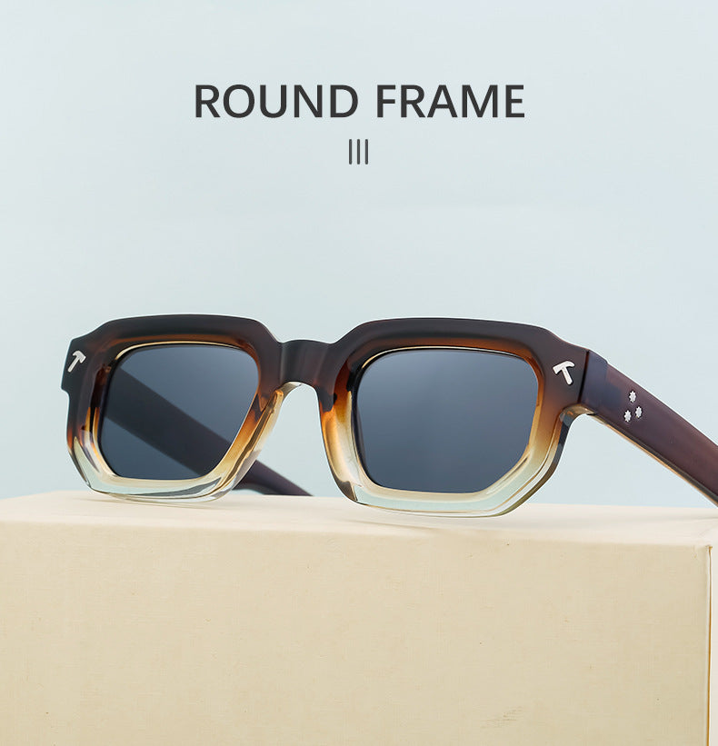 New European and American Fashion Square Frame Sunglasses for Men, Simple Personality Black Frame Glasses sunglasses