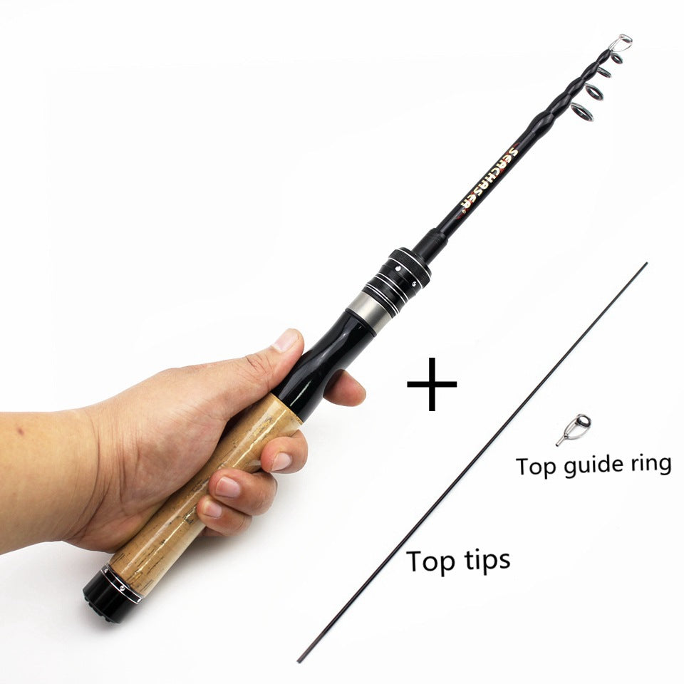 Portable Telescopic Lure Rod ul European and American Style Carbon Fiber Short Section Fishing Rod with Cork Handle