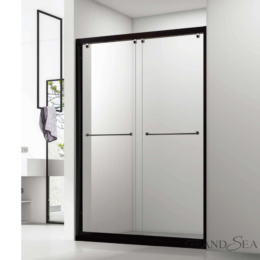 High Quality 6mm Tempered Glass Black Aluminum Frame Sliding Shower Door