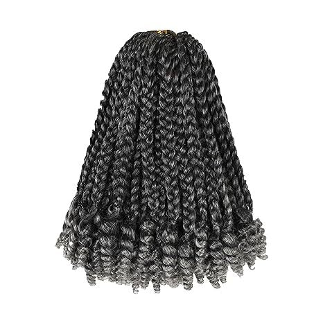 Cross-border African Three-strand Braid Tail Curl Synthetic Fiber Box  Braids Curly Ends Three-strand Braided Top Wrapped Bottom Tube