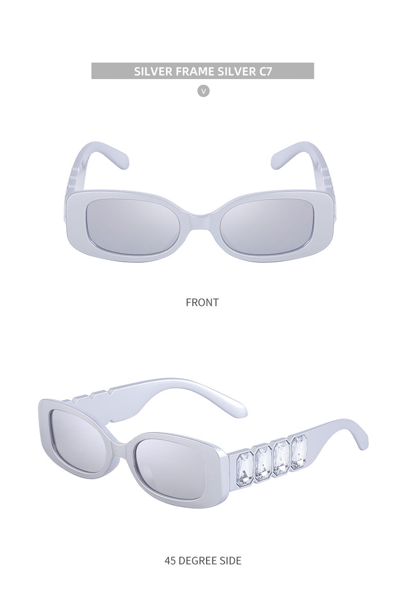 European and American Style Small Frame Sunglasses for Women with Rhinestones, Square Frame Sunglasses for Men, Wholesale Glasses sunglasses