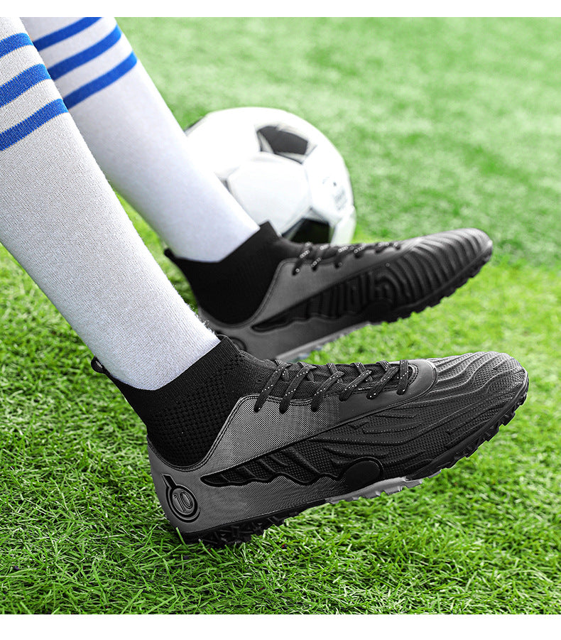 New Professional Football Shoes Boys High Top Youth Students Competition Training AG Long Spike Broken Spike Sneakers