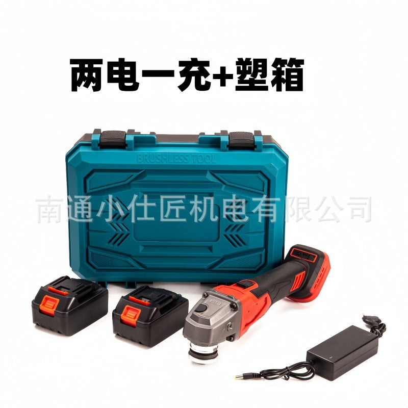 Cross-Border Foreign Trade Dropshipping Electric Angle Grinder Brushless Lithium Battery Tool Two Batteries One Charger High-Power Angle Grinder Grinding