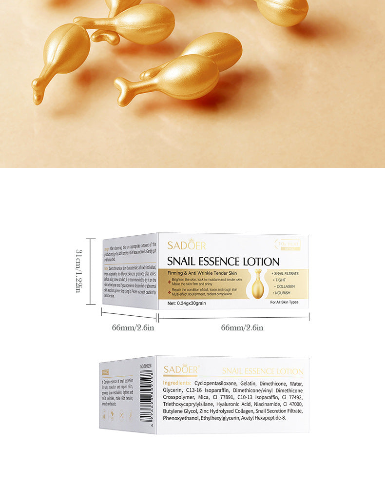 Full English Capsule Essential Oil SADOER Snail Essence Milk Moisturizing and Rejuvenating Cream  Foreign Trade Wholesale