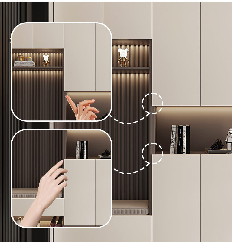 Solid Wood Entryway Shoe Cabinet Home Integrated Cabinet Top-to-Top Cream Style Simple Integrated Partition Large Capacity Doorway Shoe Cabinet