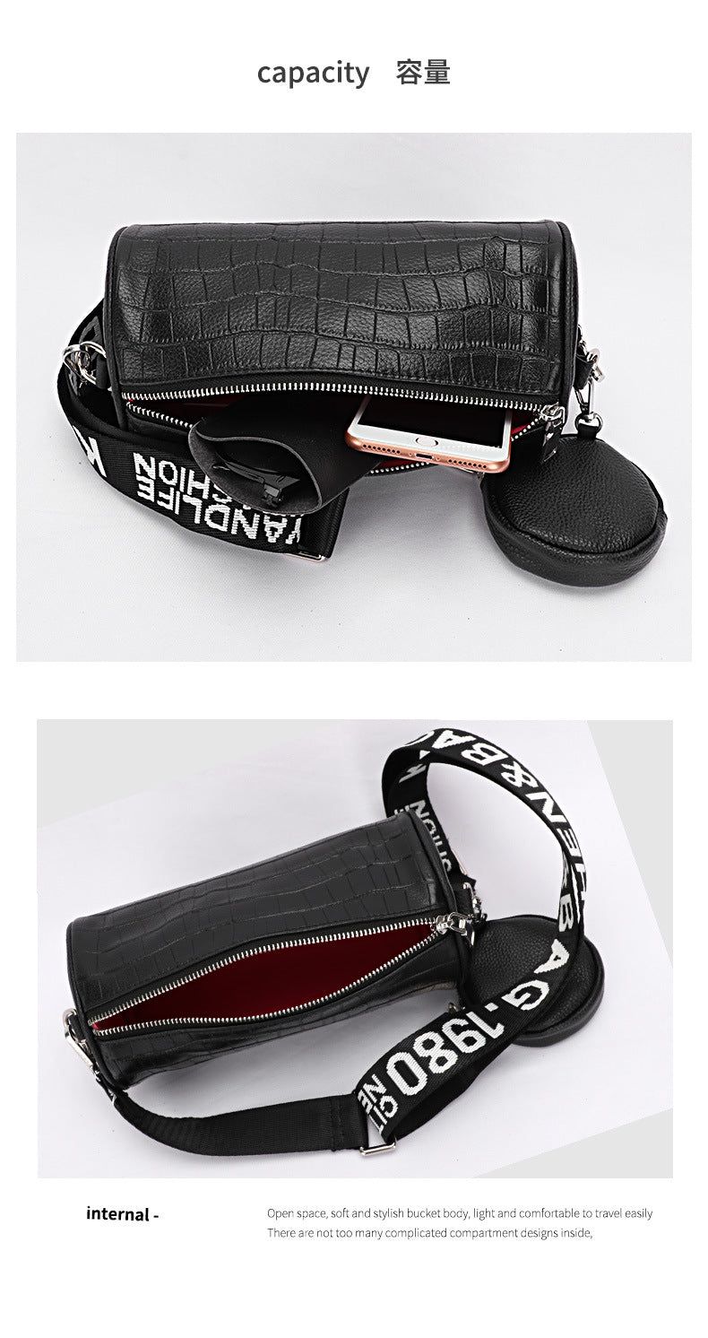 Crocodile Pattern Single Shoulder Women's Bag Trendy Fashion Crossbody Bag Niche Versatile Personality Mini Cylinder Underarm Women's Bag