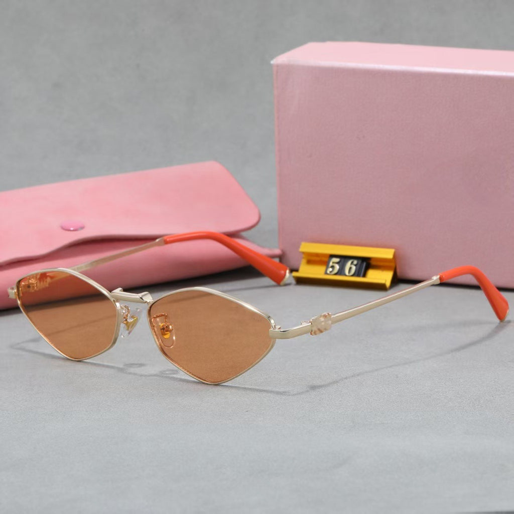 Sunglasses miu Polygonal European and American Style ins Metal high-end sunglasses for women, stylish and unique eyewear