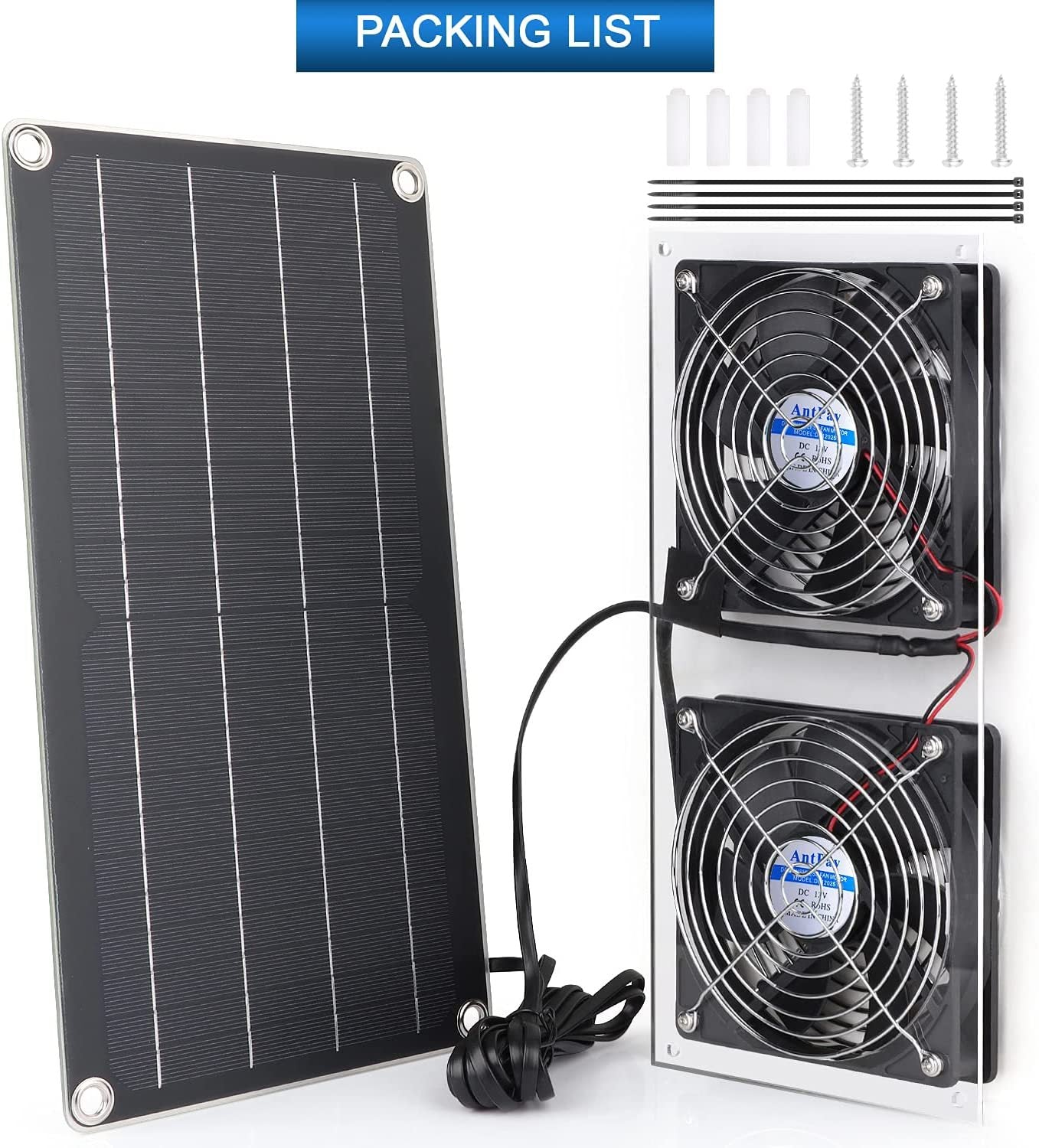 Solar Panel Fan Kit10W Weatherproof double fan suitable for outdoor small chicken coops