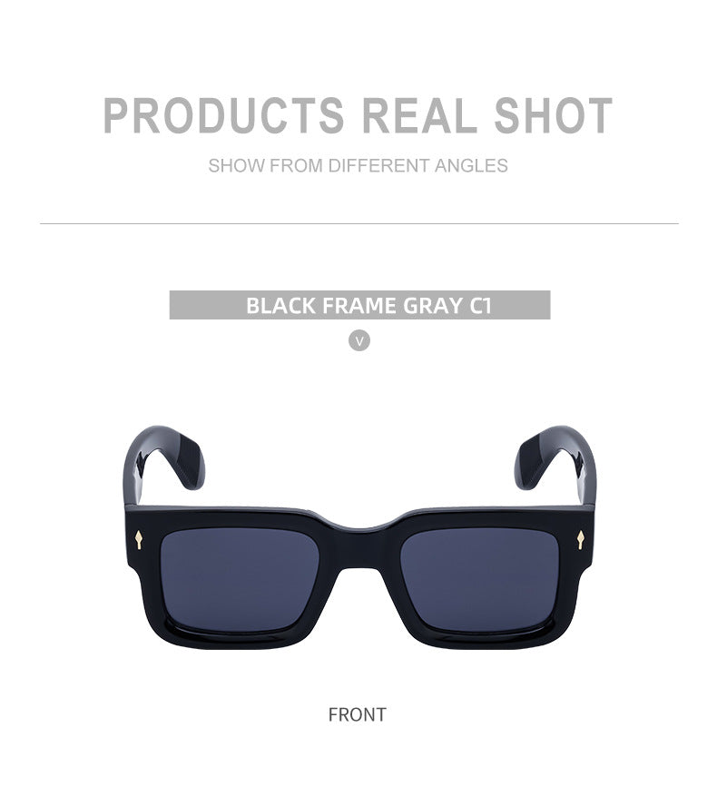 2025New Retro Square Frame Sunglasses for Men High-End European and American Retro Sunglasses Men's Trend sunglasses