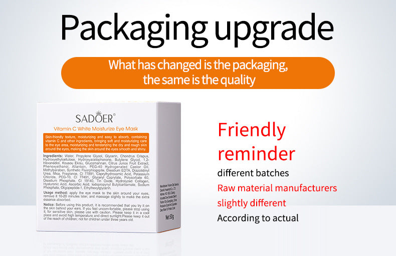 Vitamin C Eye Mask SADOER Improve Dark Circles, Eye Lines, and Eye Bags VC Moisturizing  Wholesale