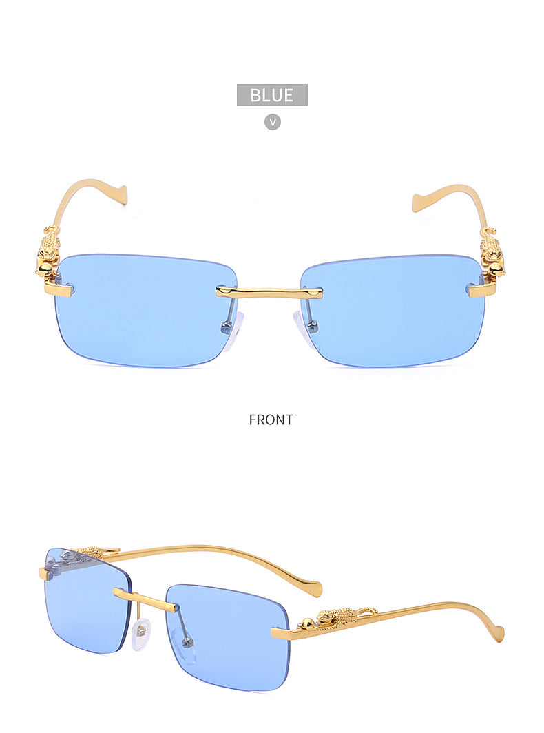 New Fashion Small Frame Square Sunglasses Men's Sunglasses Women's European and American Trendy Rimless Sunglasses Men