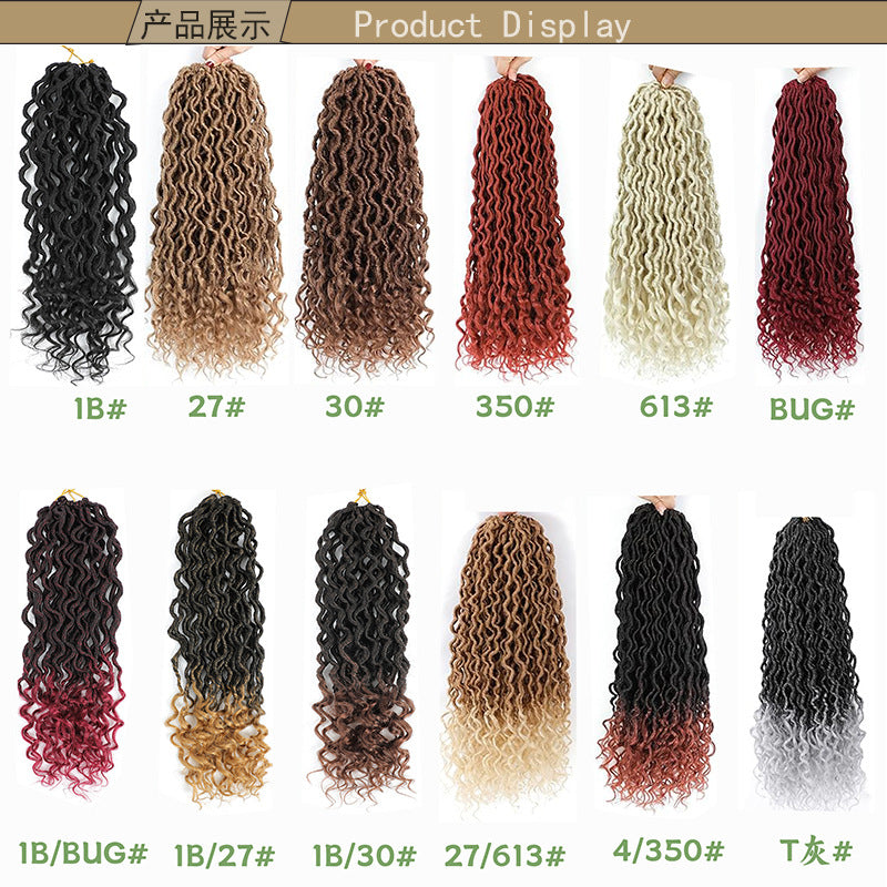Cross-border European and American Synthetic Hair Wigs Curved Up and Down Crochet Hair Wigs Goddess Faux Locks Curly Handwoven