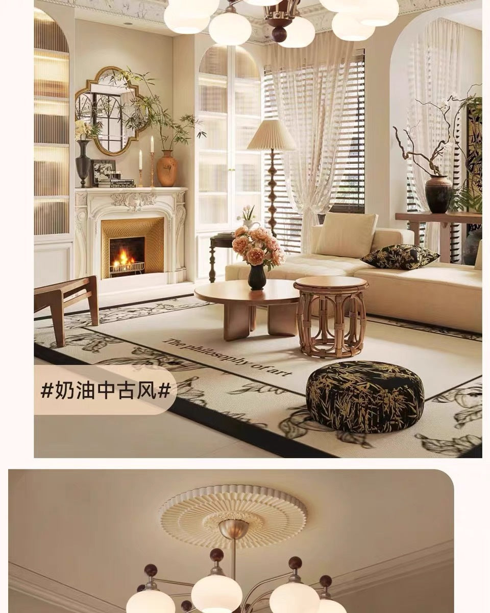 Vintage Retro Solid Wood Living Room Designer Persimmon Pendant Light Vintage French Cream Style Bedroom Living Room Dining Room Light