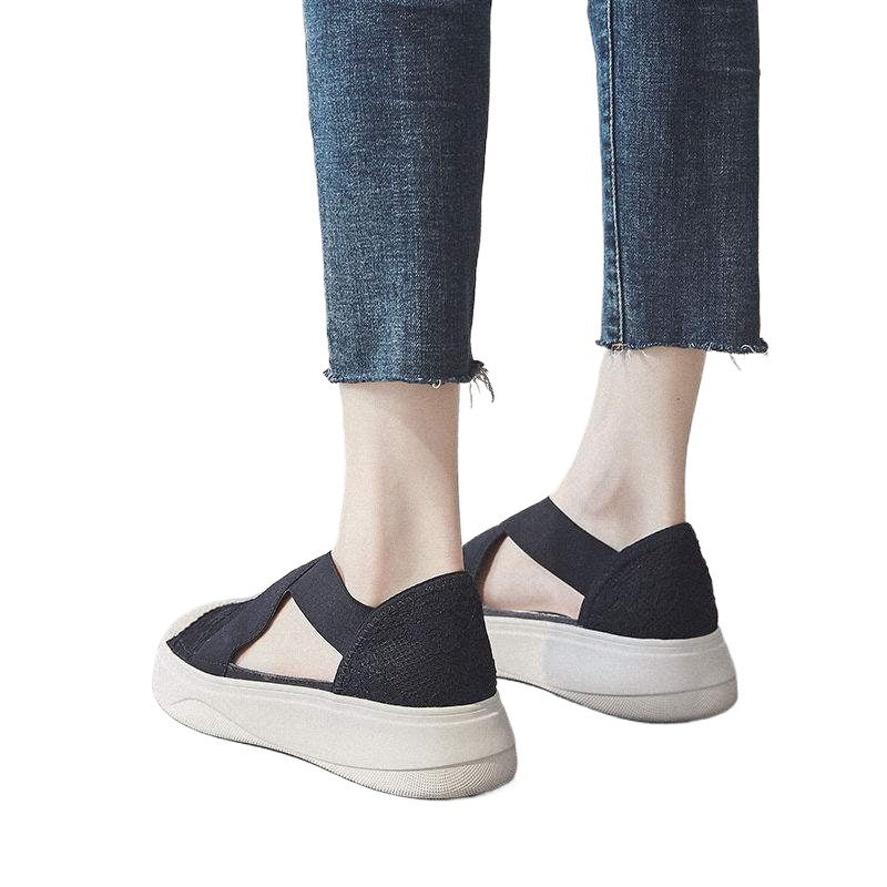 Women's Summer Fisherman Shoes2025New Trendy Hollow Breathable Thick-Soled Platform Shoes Slip-On Loafers Single Shoes