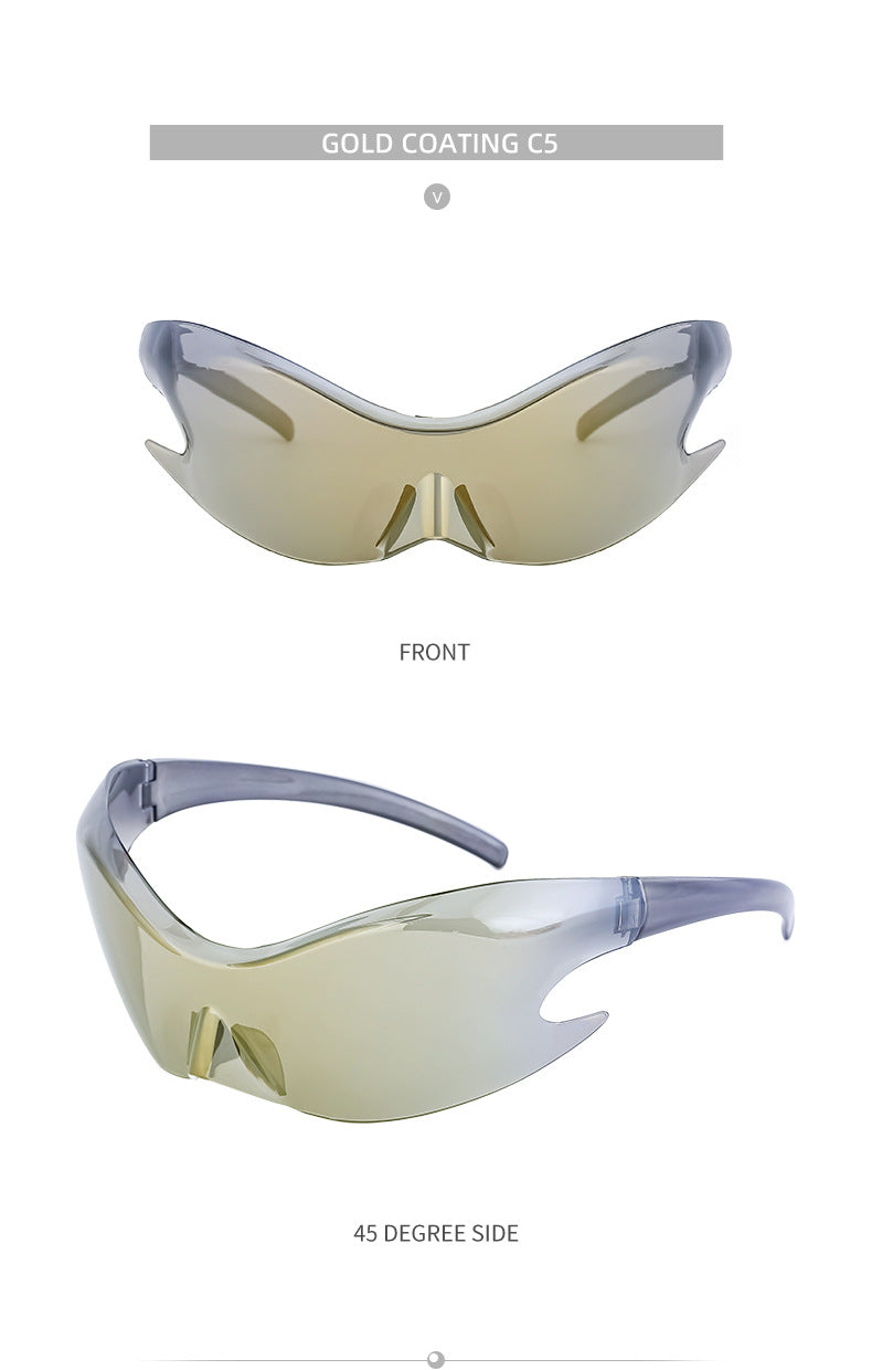 Europe and America Y2K Millennium Sports Windproof Colorful Sunglasses Men's Future Technology Style One-piece Sunglasses Women's Wholesale
