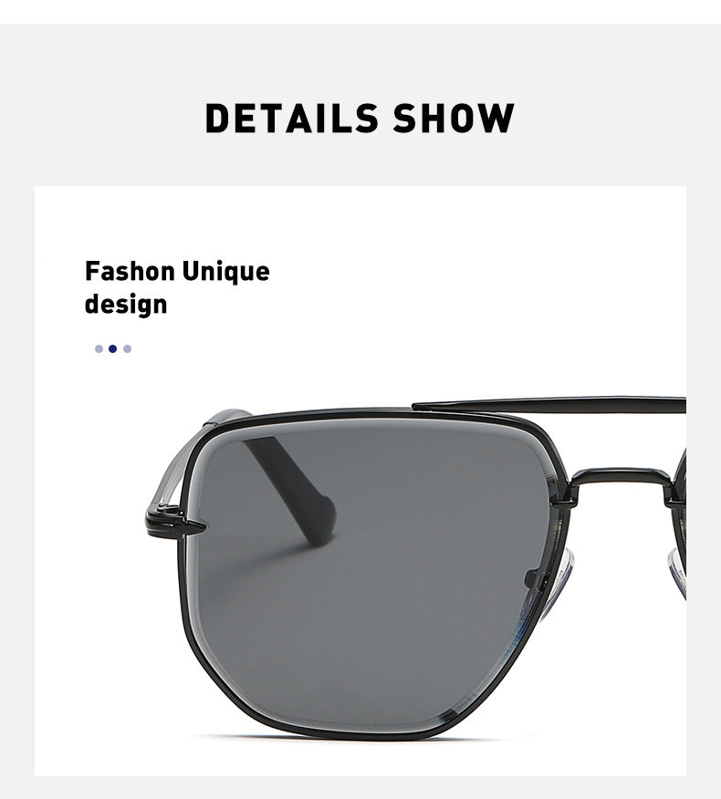 Fashion Double Bridge Sunglasses for Men UV Protection Driving Diamond Cut Edge Sunscreen Sunglasses for Women Wholesale