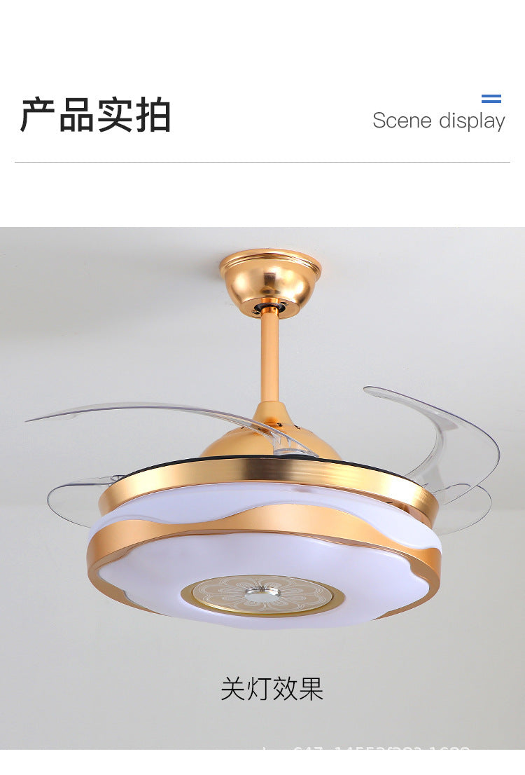 LED Invisible Fan Light for Dining Room and Bedroom, Modern Simple Ceiling Fan with Light, Variable Frequency Fan Light, Invisible